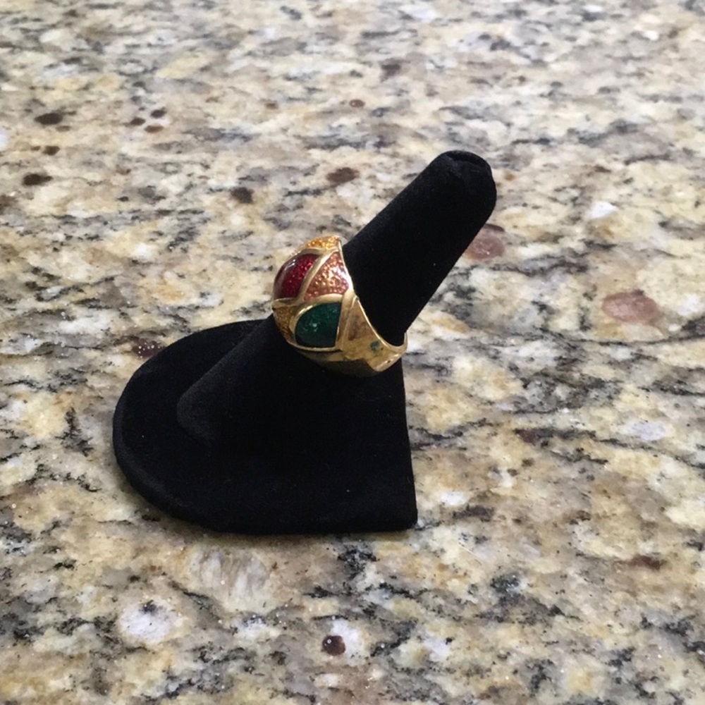 Enamel Inlay Ring Size 7 - Picture 2 of 3